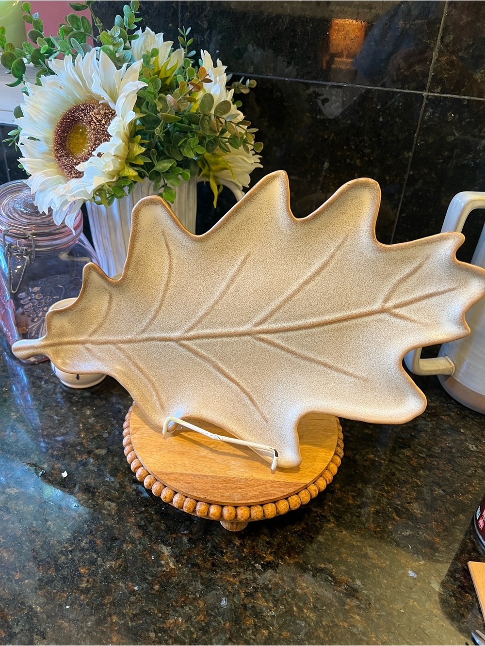 Pottery Barn Leaf-Shaped Stoneware Platter / Dish
